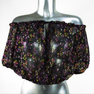 Crop top estivo in tulle a fiori