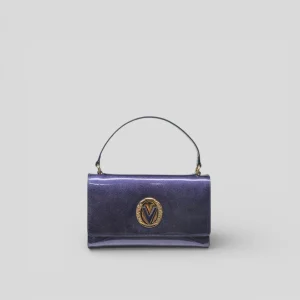 Borsa a mano DUSHON in vernice grease blu oceano