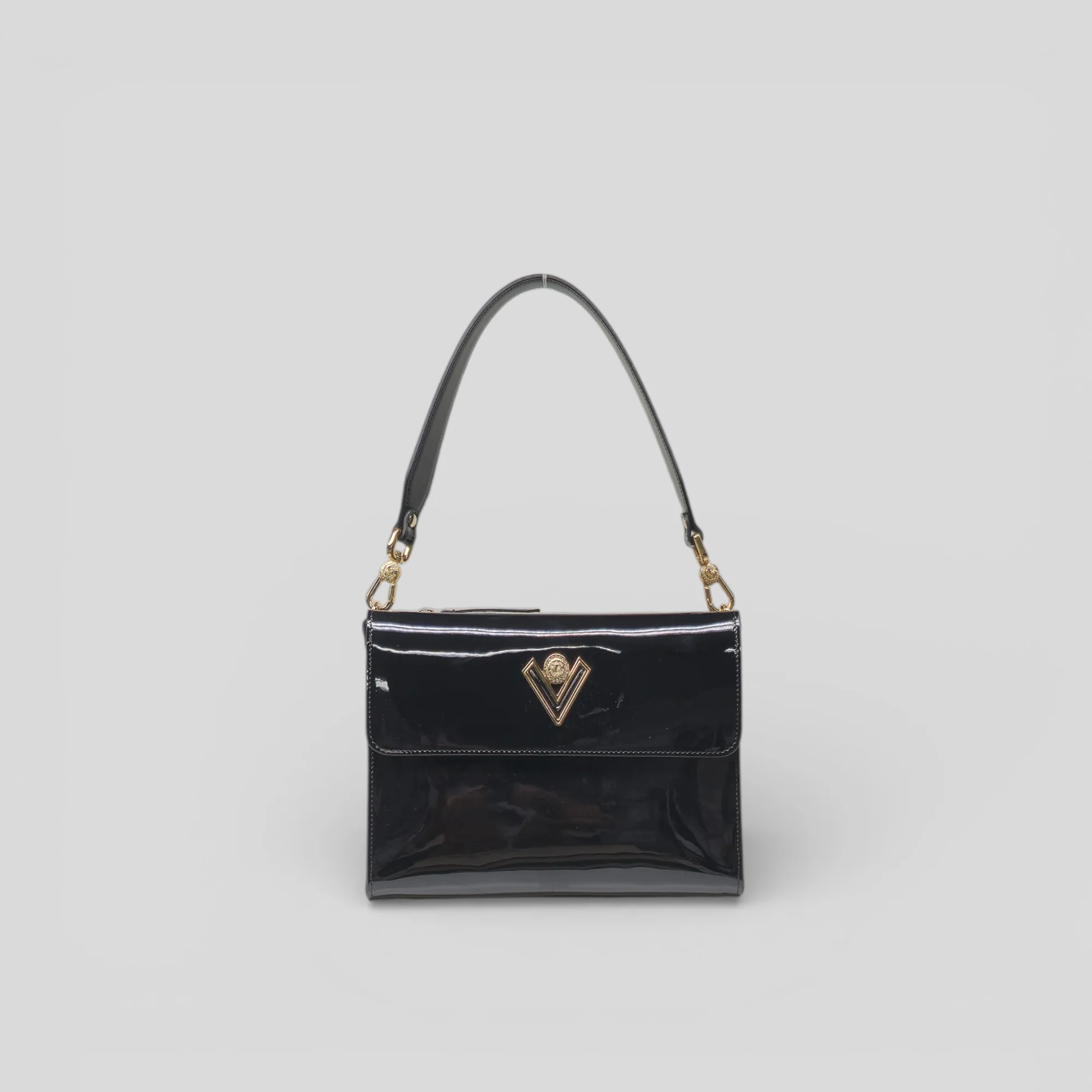 Borsa a spalla BEL in vernice nero - immagine 2