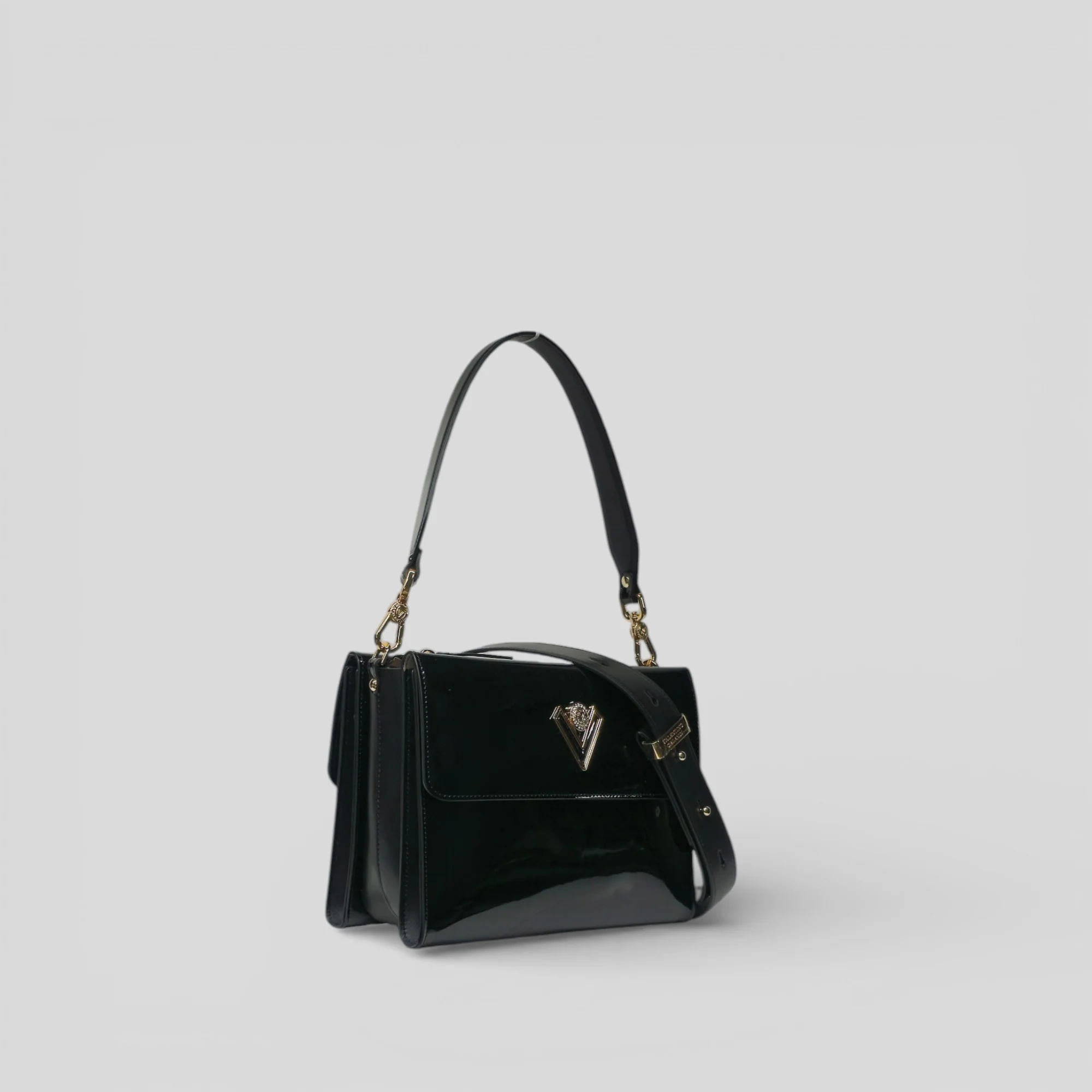 Borsa a spalla BEL in vernice nero - immagine 3