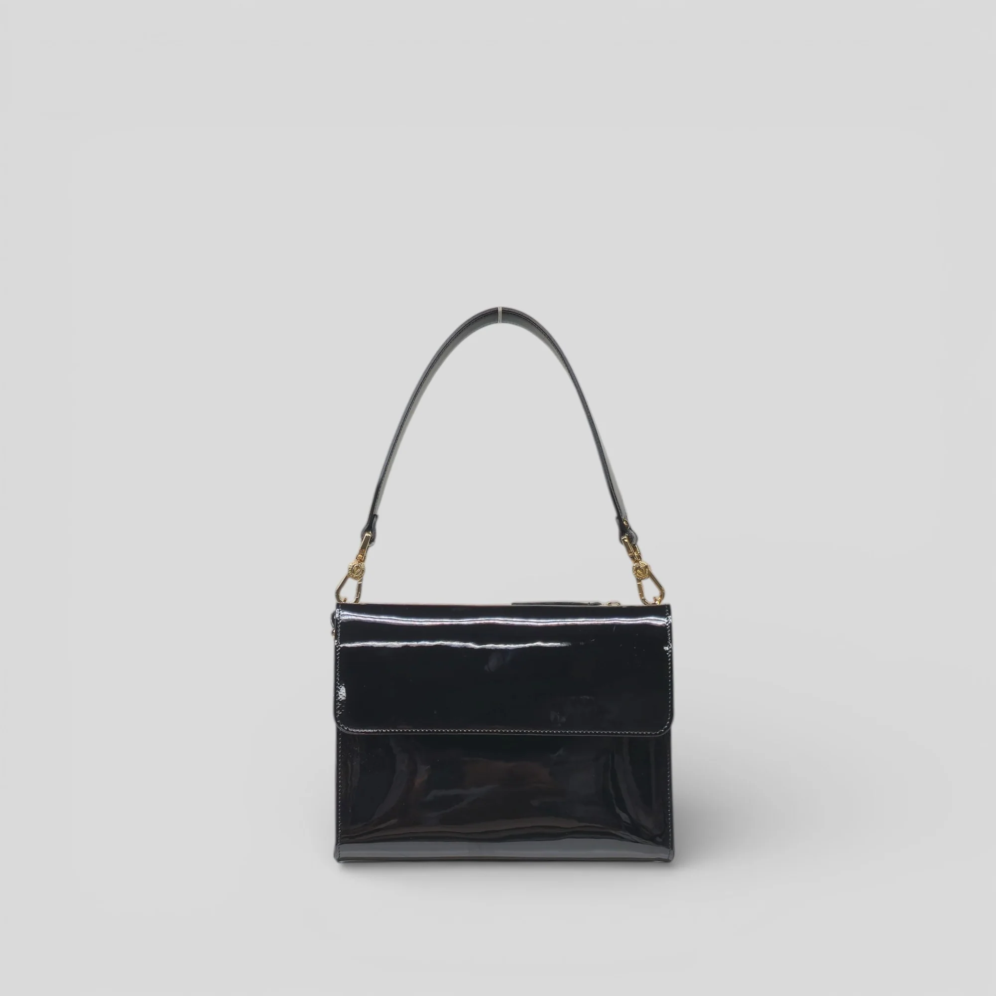 Borsa a spalla BEL in vernice nero - immagine 4