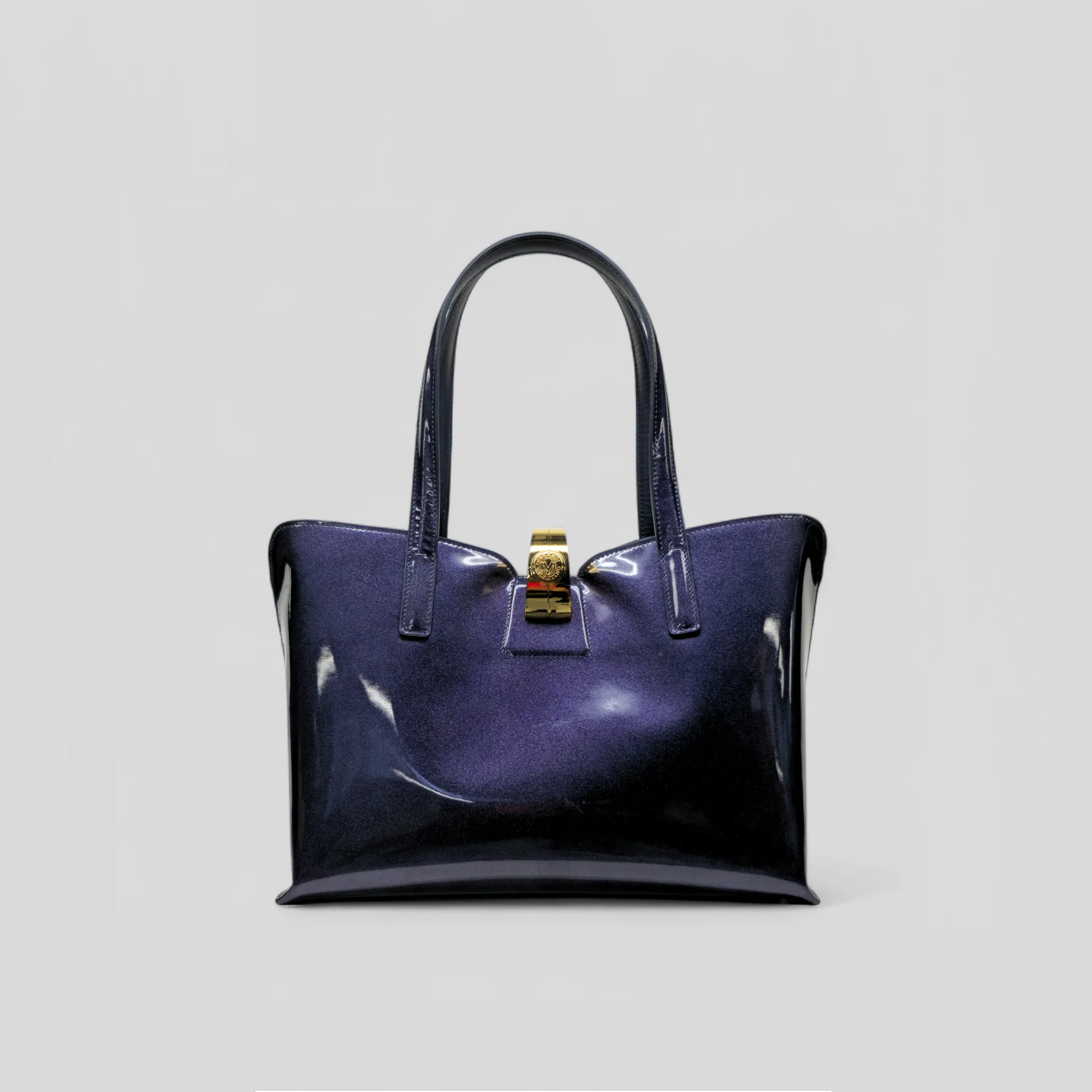 Borsa shopping SIMPLY in vernice blu - immagine 2