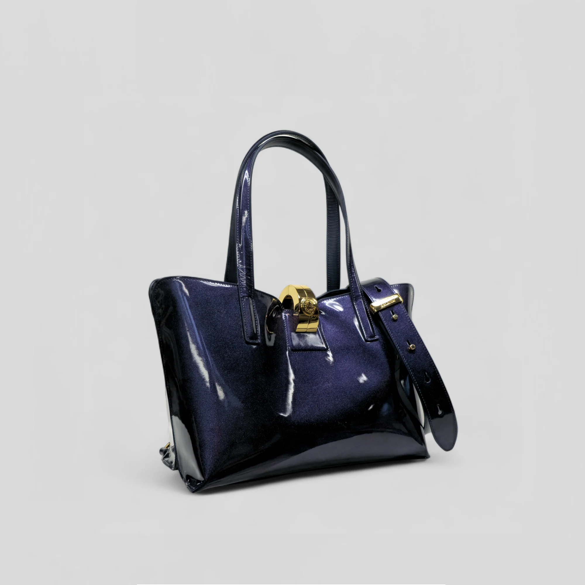 Borsa shopping SIMPLY in vernice blu - immagine 3