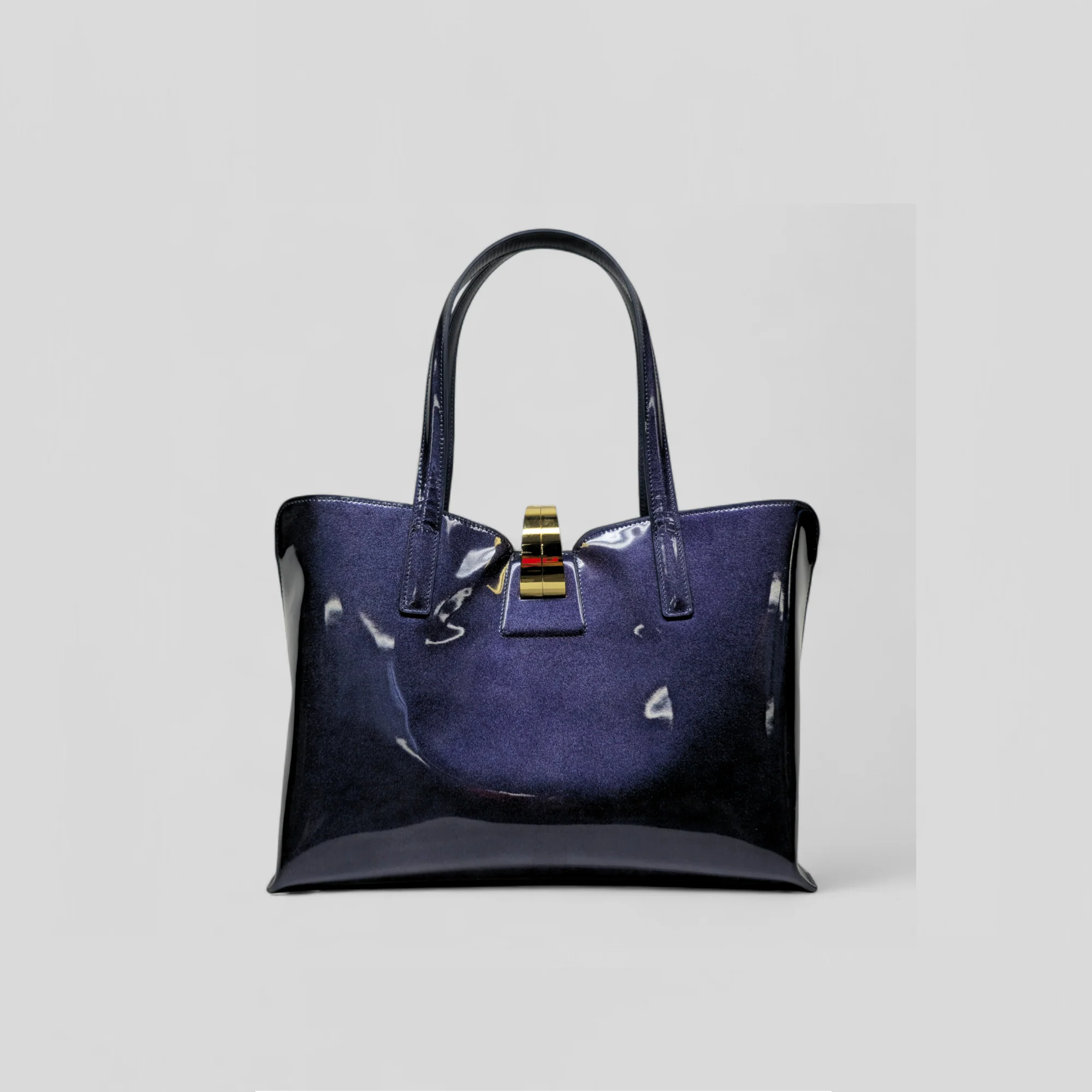 Borsa shopping SIMPLY in vernice blu - immagine 4