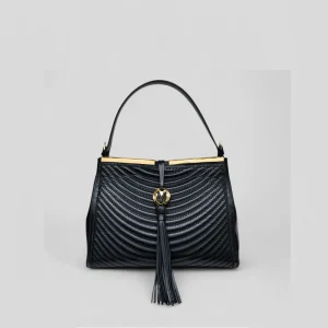 Borsa a mano RAGGI in vitello nero