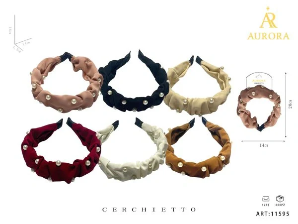 Cerchietto Bombato AURORA Effetto Scrunchie con Perle Decorative - immagine 2