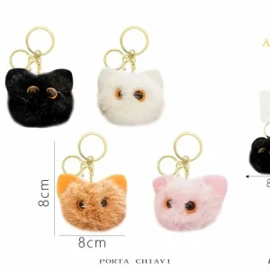 Ciondolo Portachiavi AURORA in Morbido Peluche a Forma di Gatto