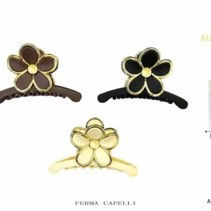 Fermaglio Ergonomico AURORA a Fiore con Profili Dorati