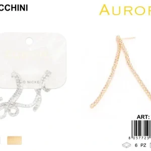 Orecchini Lunghi AURORA: Design Geometrico a V con Pavé di Strass
