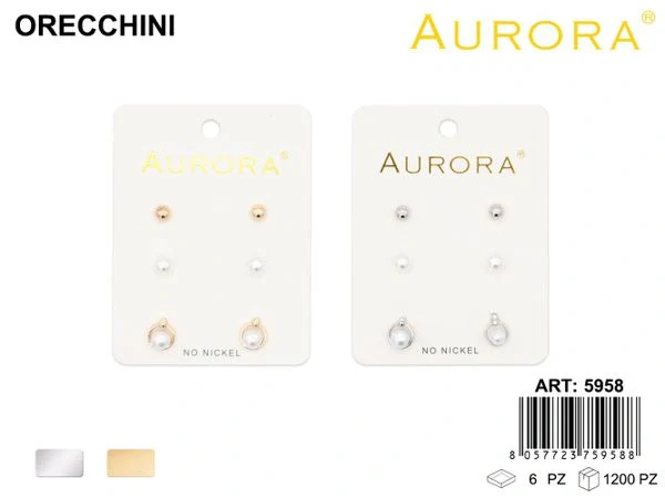 Tris di Orecchini Minimal AURORA: Punti Luce, Perle e Forme Geometriche - immagine 4