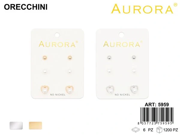 Tris di Orecchini Minimal AURORA: Punti Luce, Perle e Forme Geometriche - immagine 3