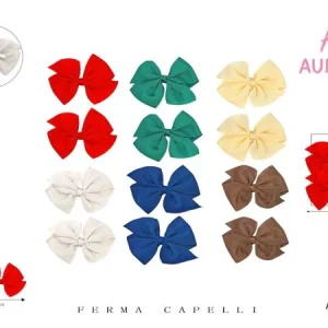 Coppia di Fermagli a Fiocco AURORA in Tessuto Tinta Unita