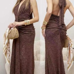 Abito lungo in pizzo