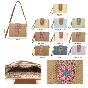 Borsa a Tracolla con Ricami di Perline