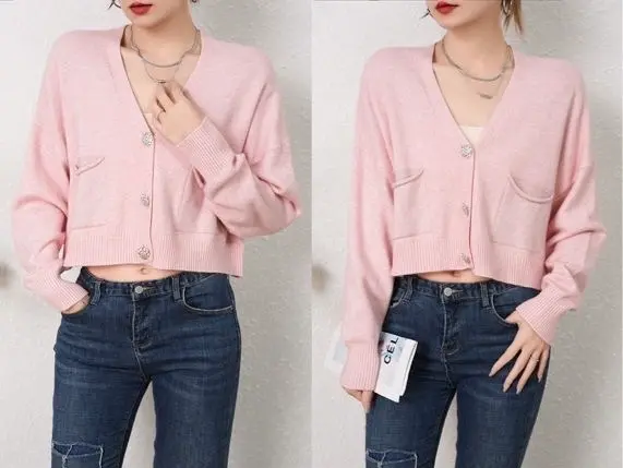 Cardigan con tasca corto