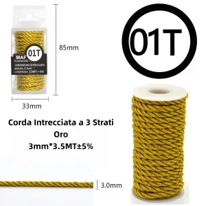 Corda Intrecciata a 3 Strati 3mm Per Braccialetti e DIY