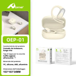 Auricolari Wireless TWS OEP-01 con Gancio Sportivo (Cuffie Appese all'Orecchio)