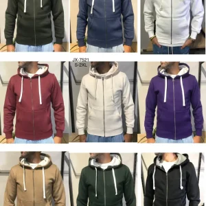 Felpa Uomo con Cerniera, Cappuccio e Interno Felpato