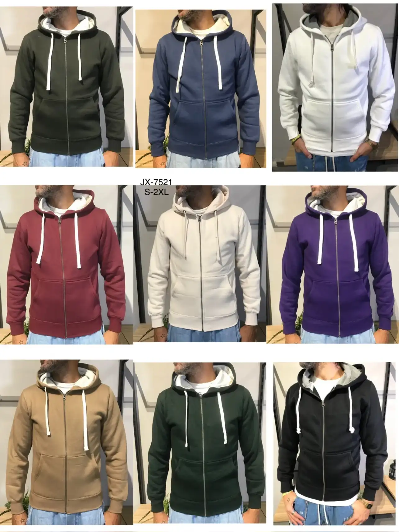Felpa Uomo con Cerniera, Cappuccio e Interno Felpato - immagine 2