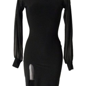 Abito tubino con maniche in georgette