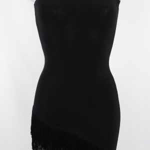 Abito mono spalla con frange
