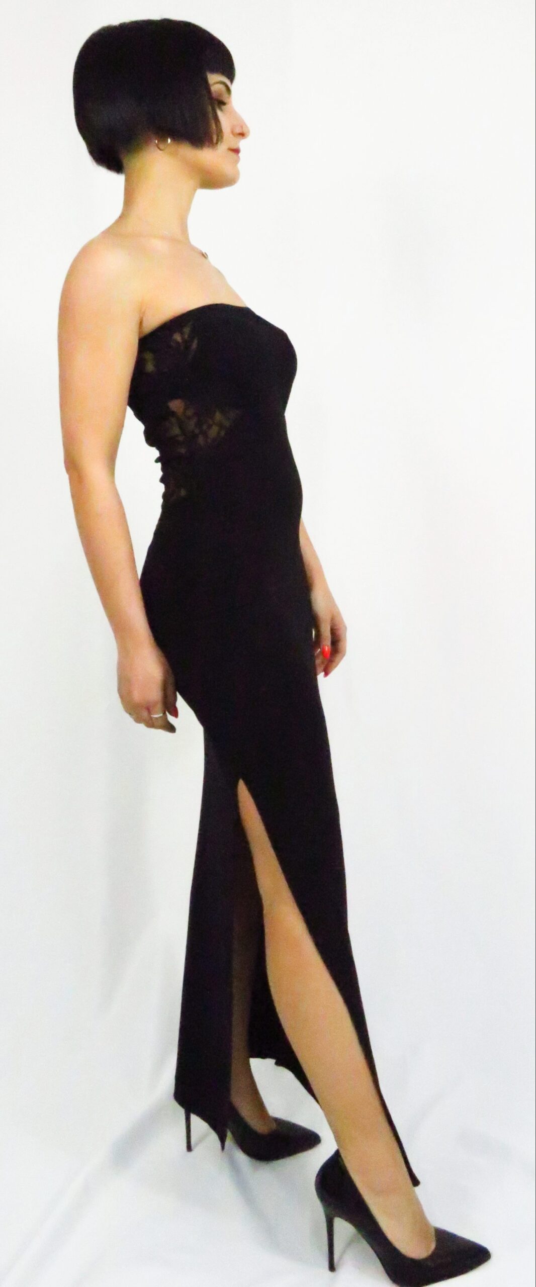 Abito elegante lungo con spacco laterale