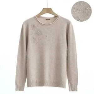 Maglia tinta unita con ricamo