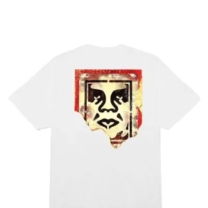 T-SHIRT OBEY UOMO RIPPED ICON TEE WHITE