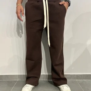 Pantaloni Tuta Uomo Felpati Gamba Larga