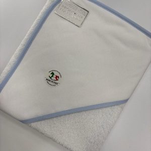 Accappatoio Neonato personalizzato bordino azzurro