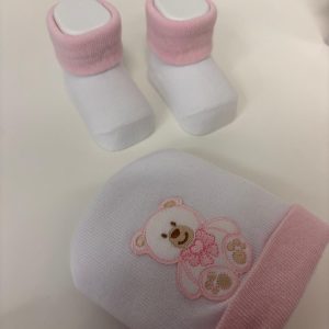 Berretto + Scarpette “orsetto rosa”