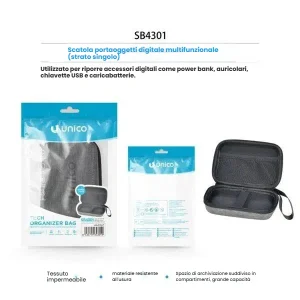 Custodia Tech Organizer Portatile per Caricabatterie, Power Bank e Cavi