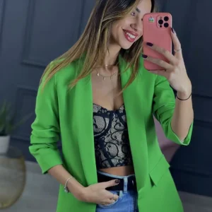 Blazer con maniche plissettate