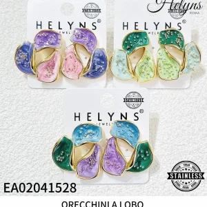 Orecchini a lobo foglie smaltate